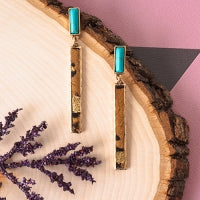 Bar Turquoise and leopard hide Earrings
