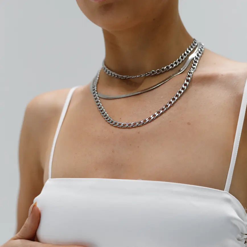 Silver Curb Chain Necklace 21