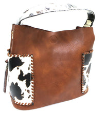 Load image into Gallery viewer, Brown and Cow Print 3 Piece Set Purse

