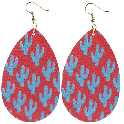 Red and Blue Cactus Earrings