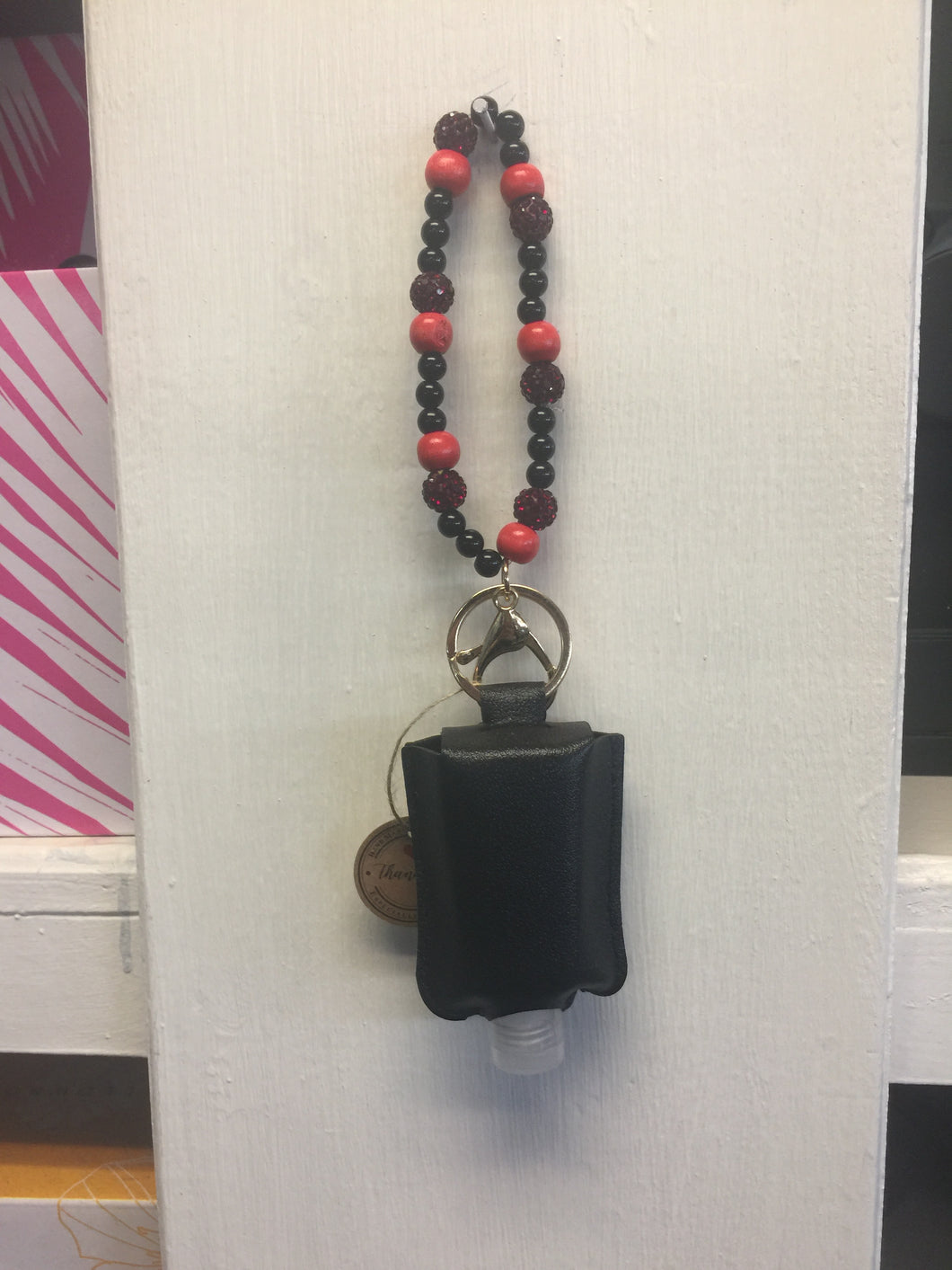Red Rhinestone with Hand Sanitizer Keychain