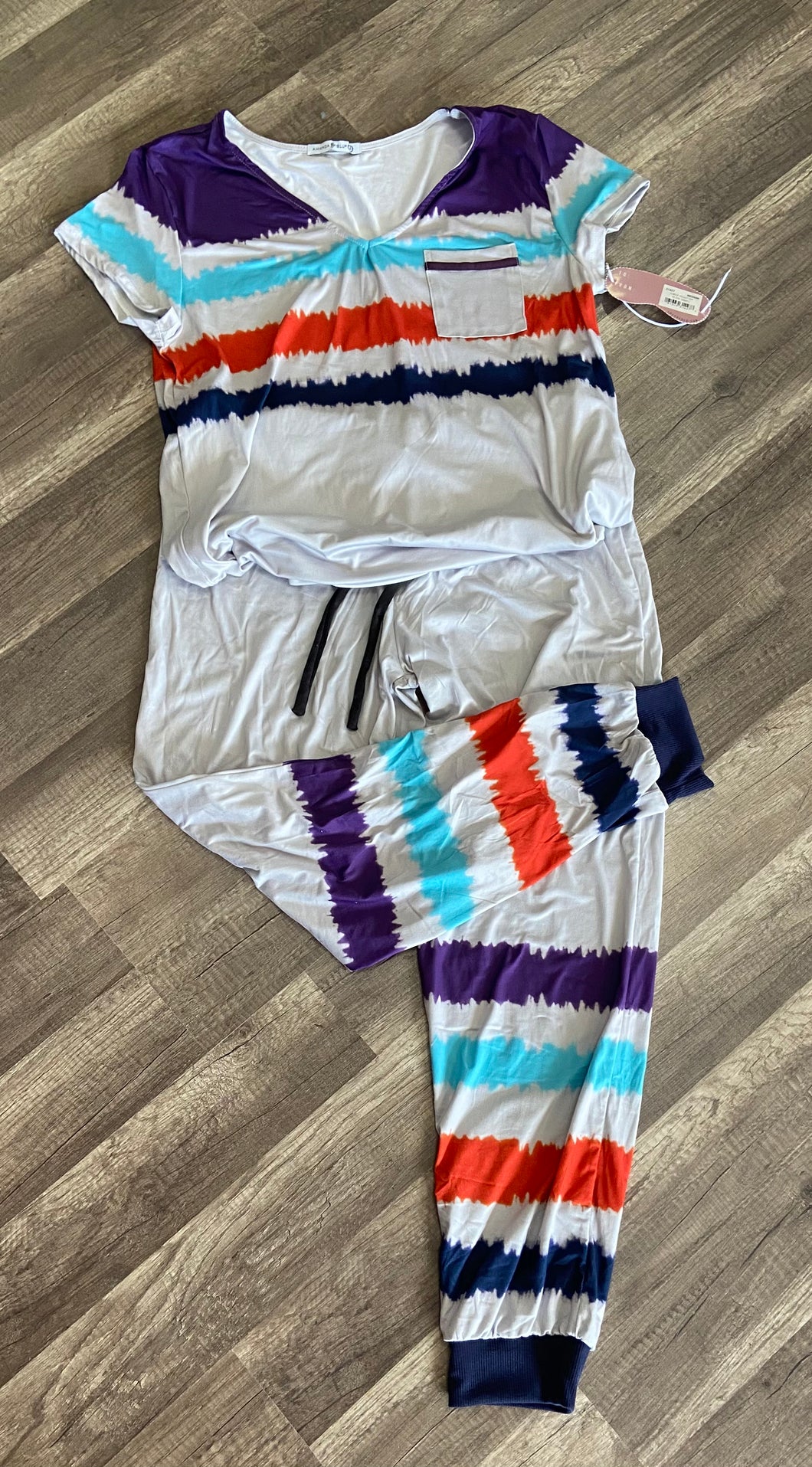 Tie Dye Stripes Pajama Set