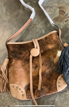 Load image into Gallery viewer, Brown and Cowhide Button Purse

