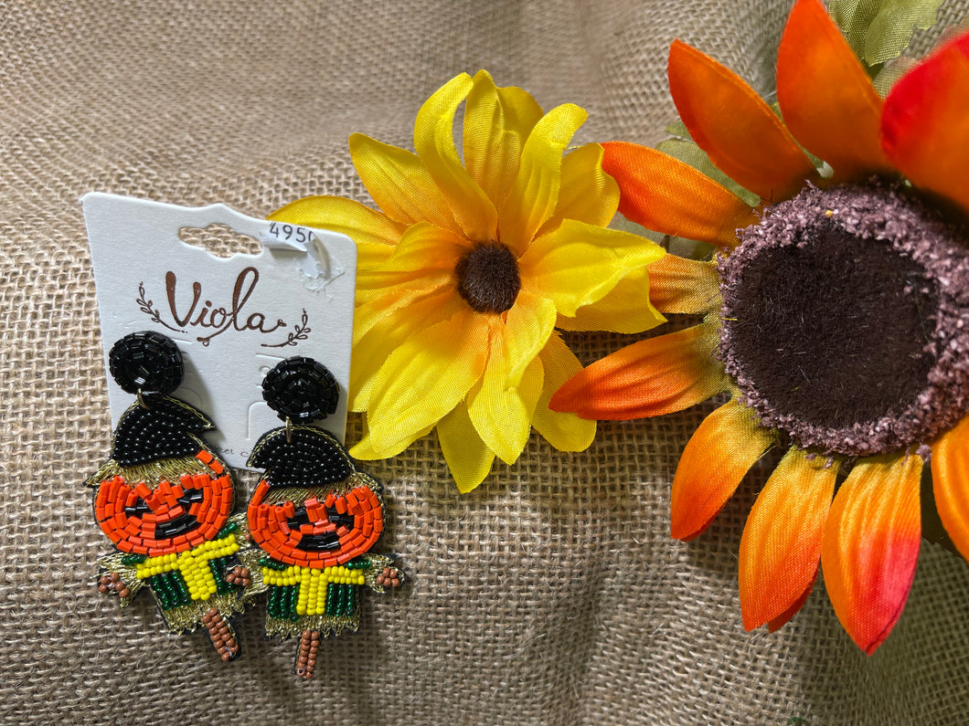 Scarecrow Pumpkin Earrings