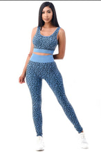 Load image into Gallery viewer, Seamless Blue Leopard Bralette and Legging Set
