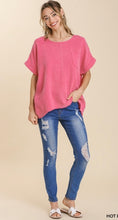 Load image into Gallery viewer, Umgee Mineral Wash Short Dolman Sleeve Top with Fringe Hem and Chest Pocket
