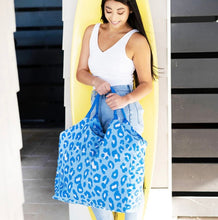 Load image into Gallery viewer, Cool Blue Leopard Beach Bag
