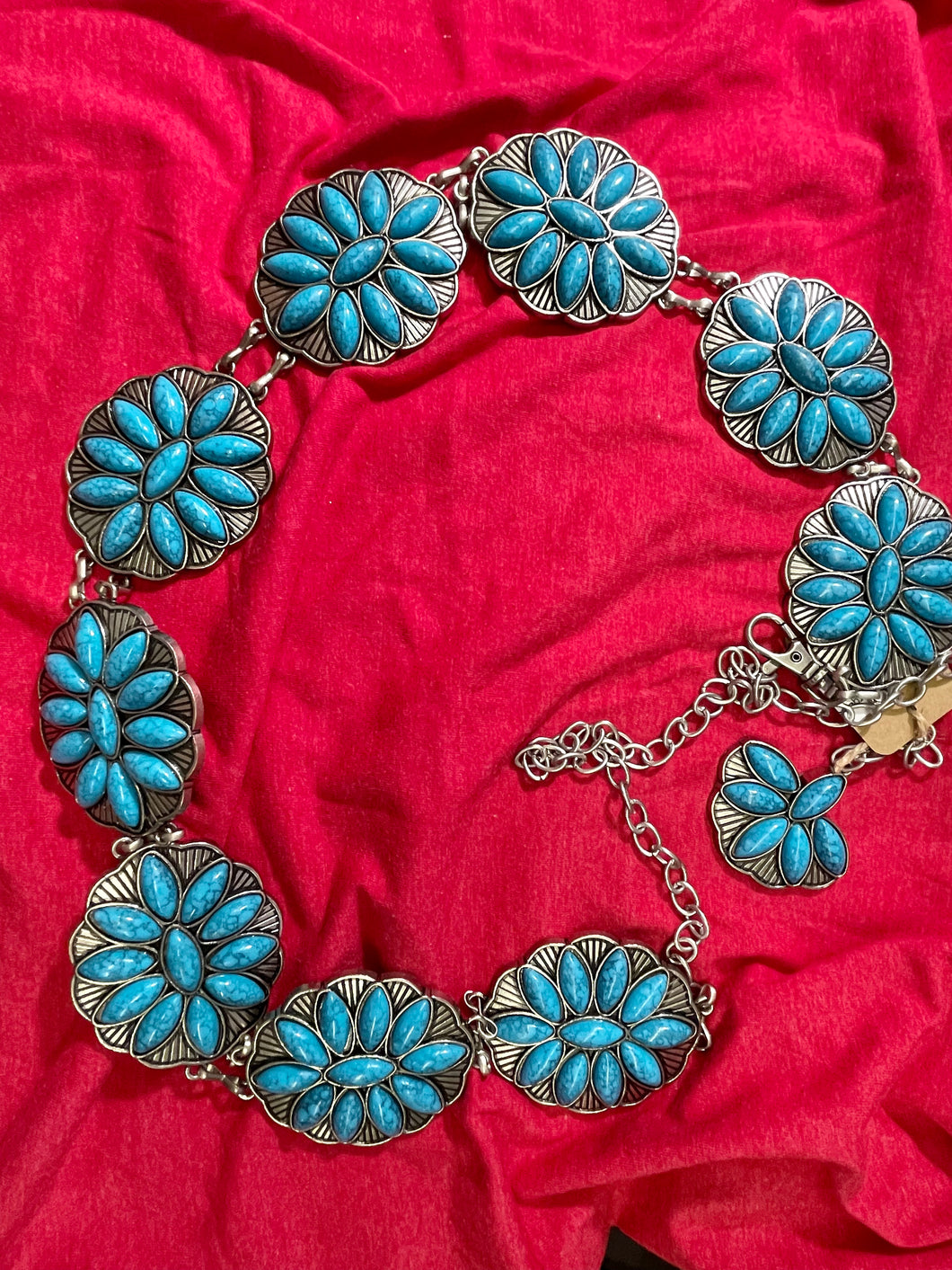 Circle Concho Belt with Turquoise Stones