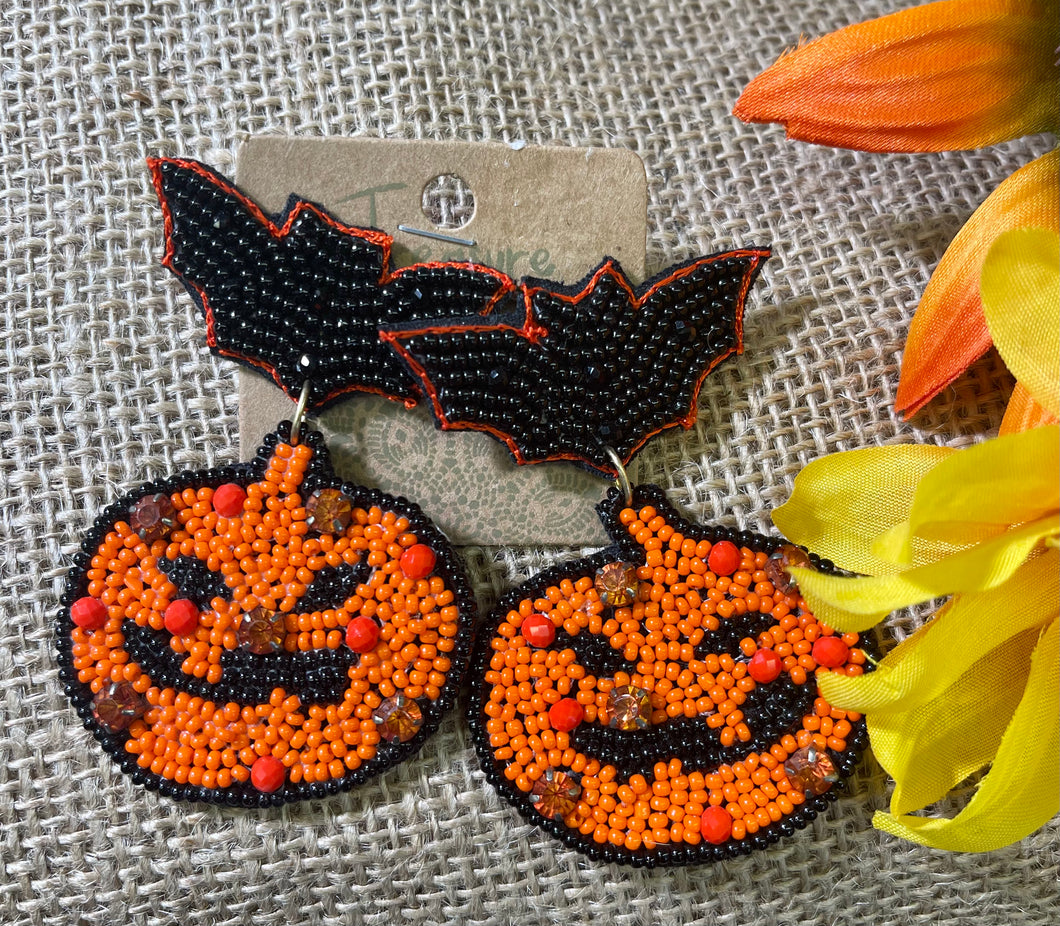 Bat and Pumpkin Earrings