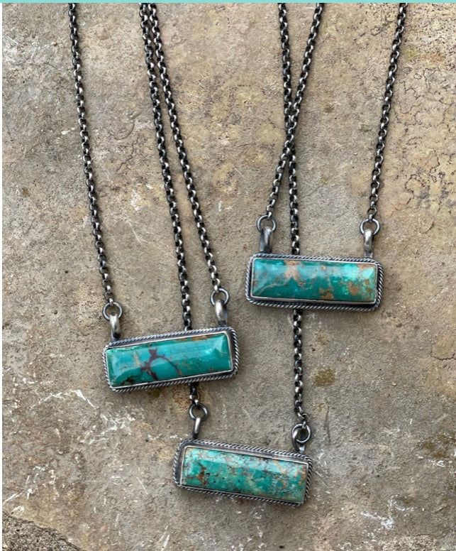 Marbled Turqouise Bar Necklace
