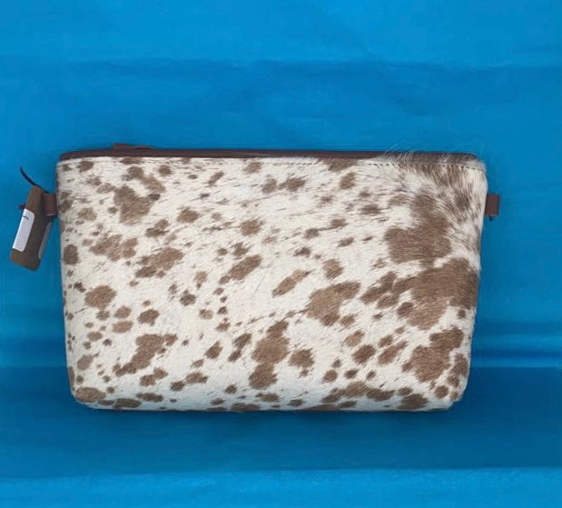 Maggie Brown Leather and Lt Brown/White Cowhide Purse