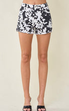 Load image into Gallery viewer, Cow print denim shorts
