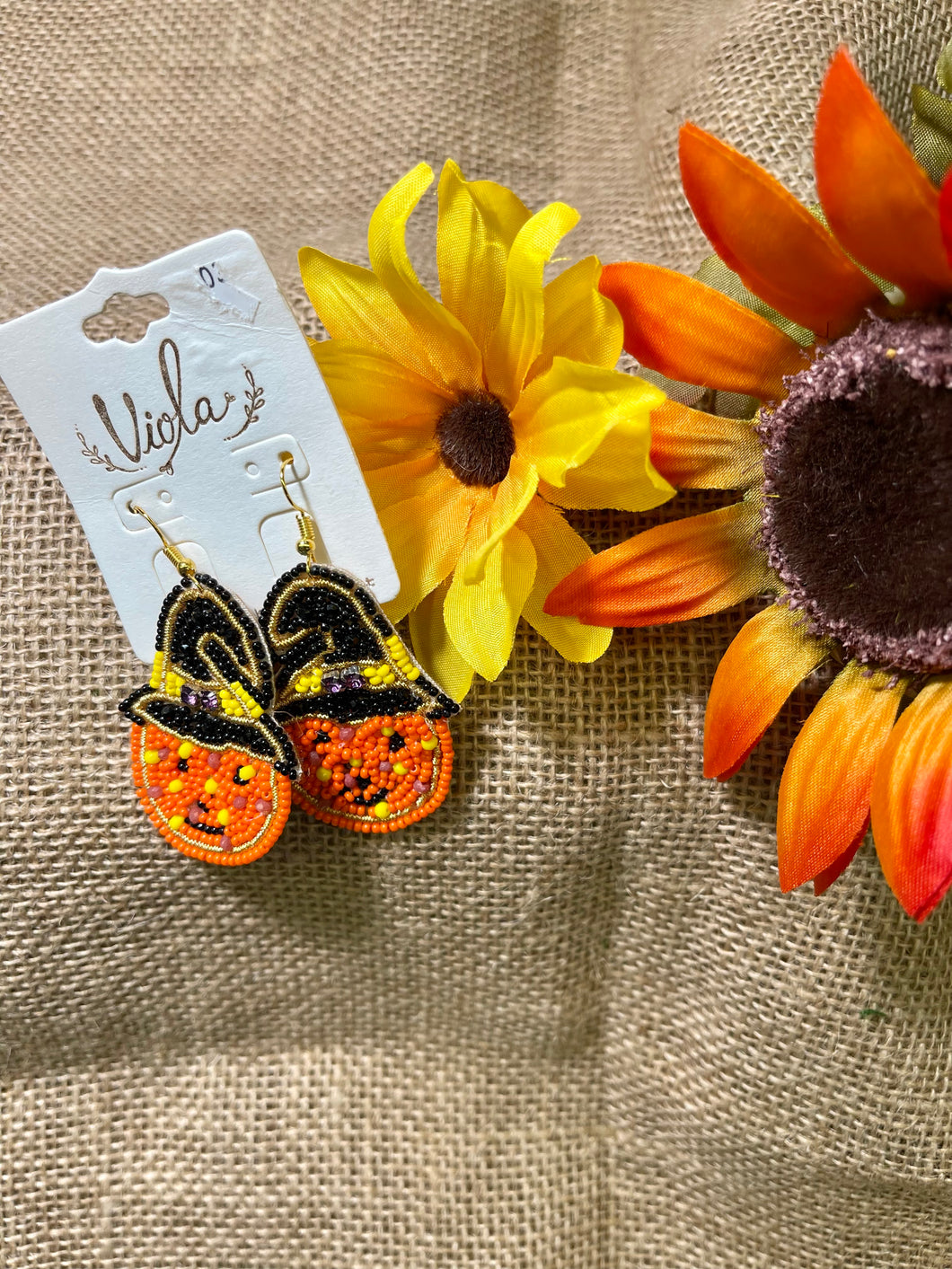 Pumpkins with Witches Hats Earrings