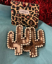 Load image into Gallery viewer, Copper and Cowhide Cactus Earrings
